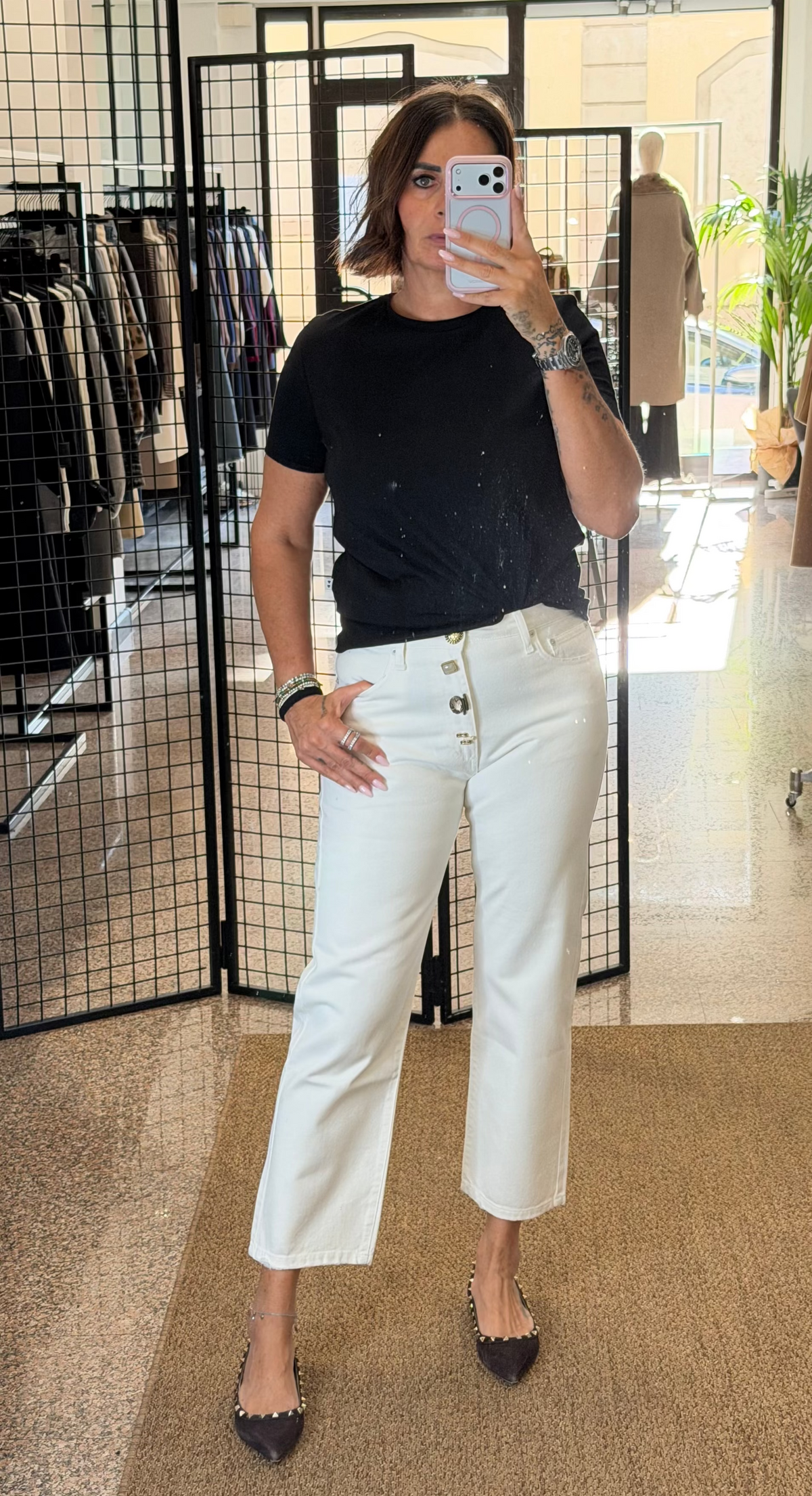 Vicolo Jeans Zoe Bianco Bottoni Gioiello