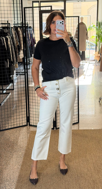 Vicolo Jeans Zoe Bianco Bottoni Gioiello